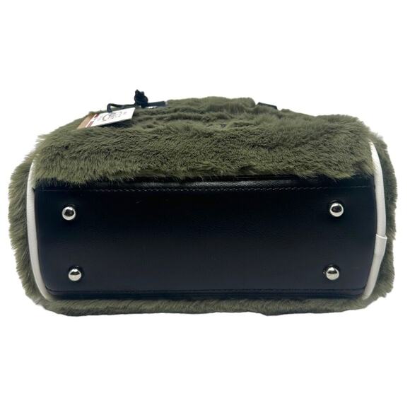 Von Dutch Women's Sage Green Vegan Furry Small Bowling Crossbody Hand Bag - Picture 7 of 12
